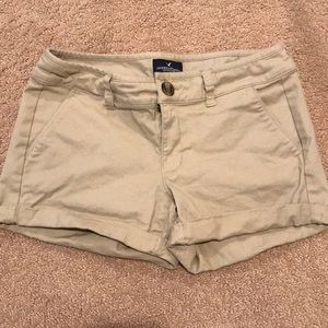 American Eagle Midi Khaki Shorts in Size 2